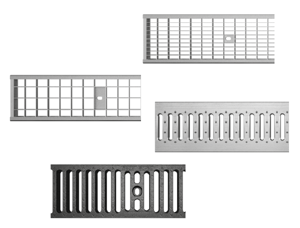 Drainage channel gratings