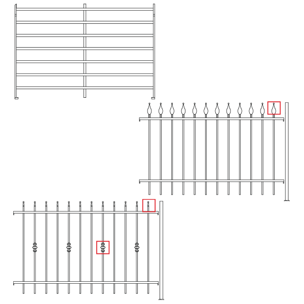 Fencing with smooth posts and horizontal U profile